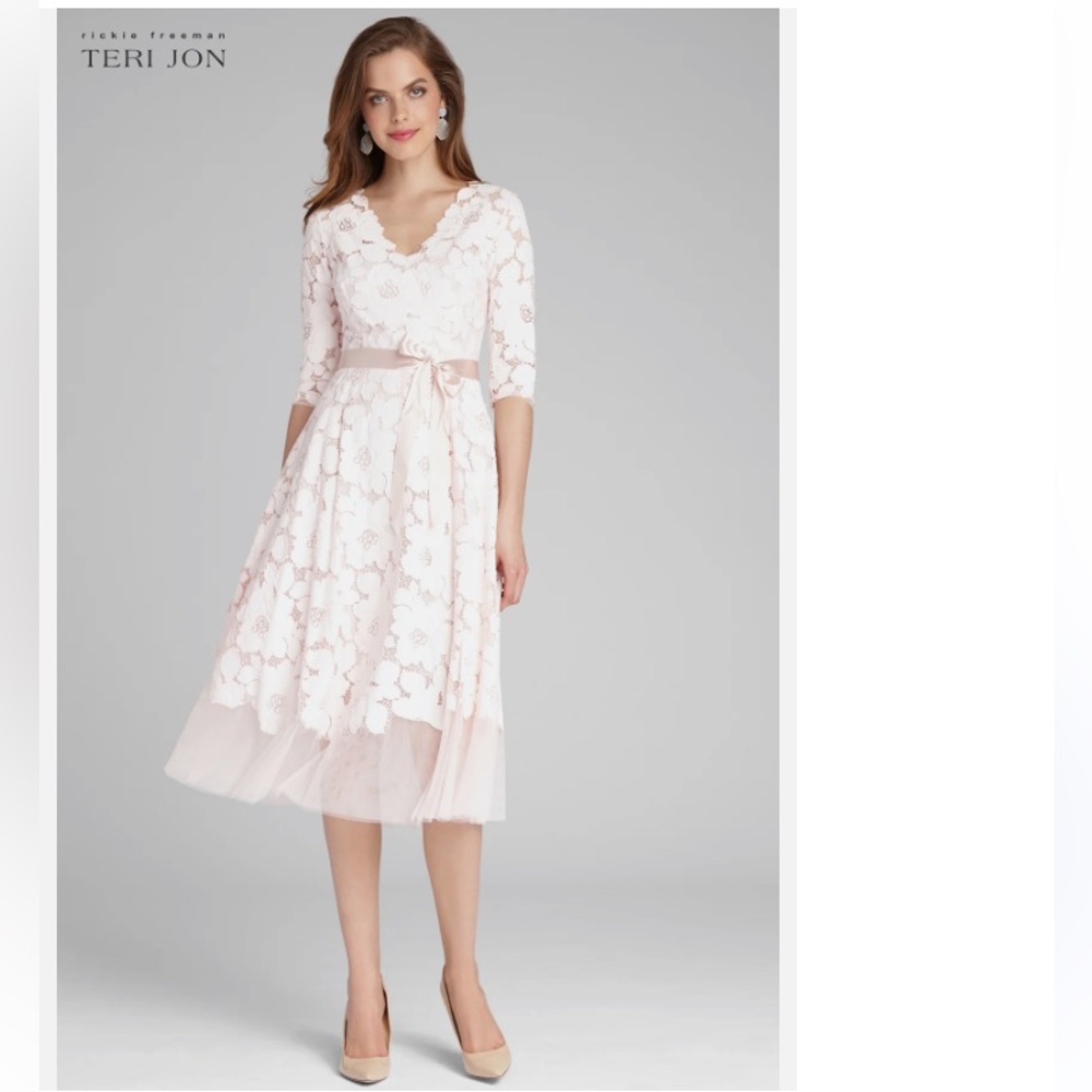Teri Jon PINK Lace Dress Size 10 NWOT - Picture 2 of 10